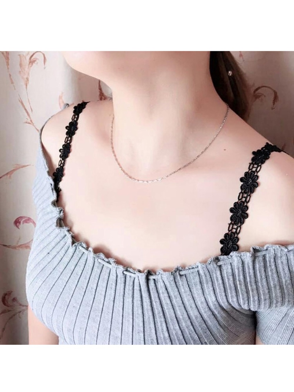 Black Floral Lace Adjustable Replacement Straps – 1 Pair